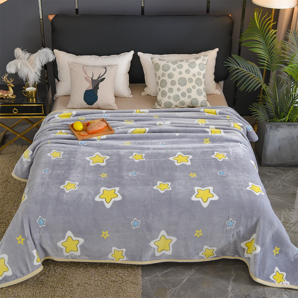 

YanTing Home Textile Flannel Single Or Double Blankets Warm Living Room Cover Throw Bedspread Decor Mechanical Wash