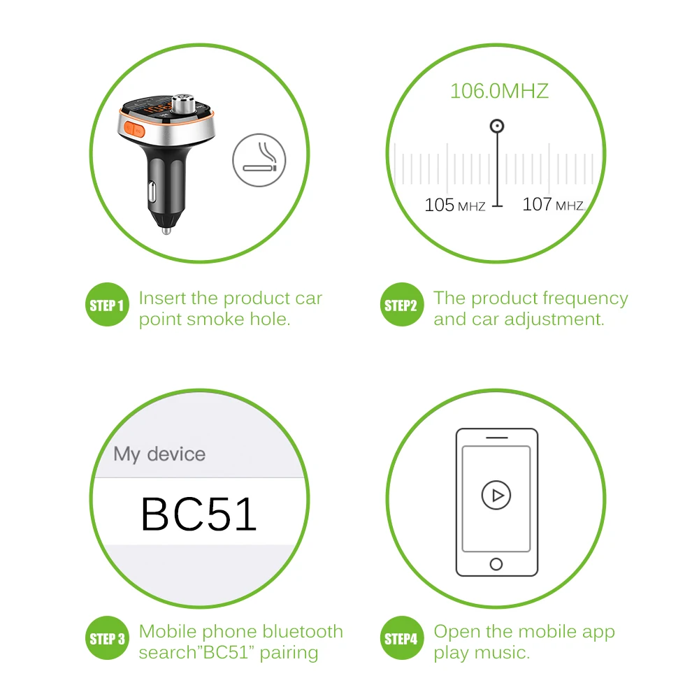 Onever Bluetooth 5,0 fm-передатчик, Автомобильный MP3-плеер, беспроводной комплект, двойное зарядное устройство USB, режим громкой связи, режим эквалайзера, PD интерфейс, RGB подсветка