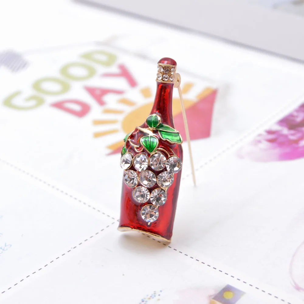 CINDY XIANG rhinestone Wine bottle brooch red color new design fashion winter pins enamel jewelry coat accessories high quality