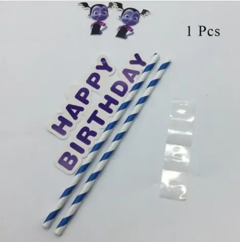 cake flag 1pcs Вампирская девочка Vampirina одноразовая посуда для вечеринки Посуда Бумажная чашка тарелка детский душ Kdis день рождения Хэллоуин принадлежности - Цвет: cake flag 1pcs