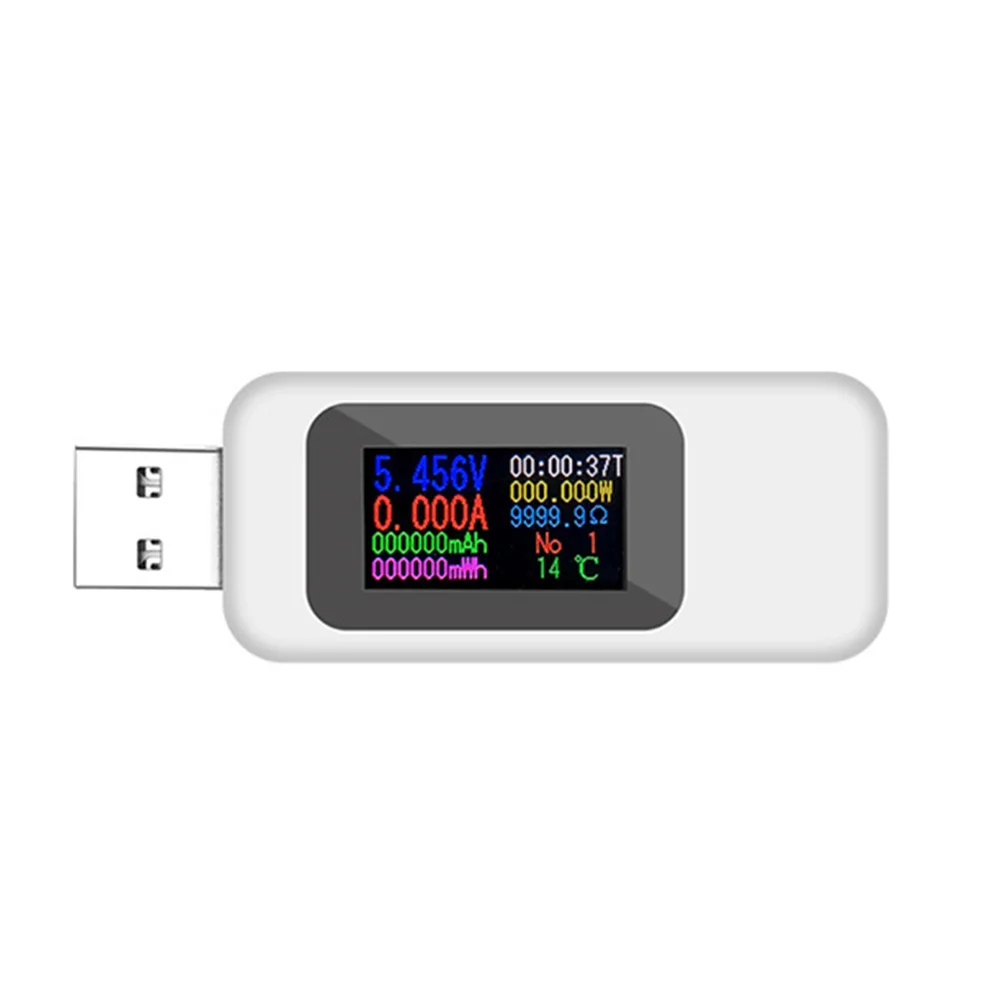 Монитор мощность цифровой USB тестер Напряжение Ток портативный цветной экран Быстрый точный измеритель Многофункциональный Интеллектуальный ЖК-дисплей - Цвет: Белый