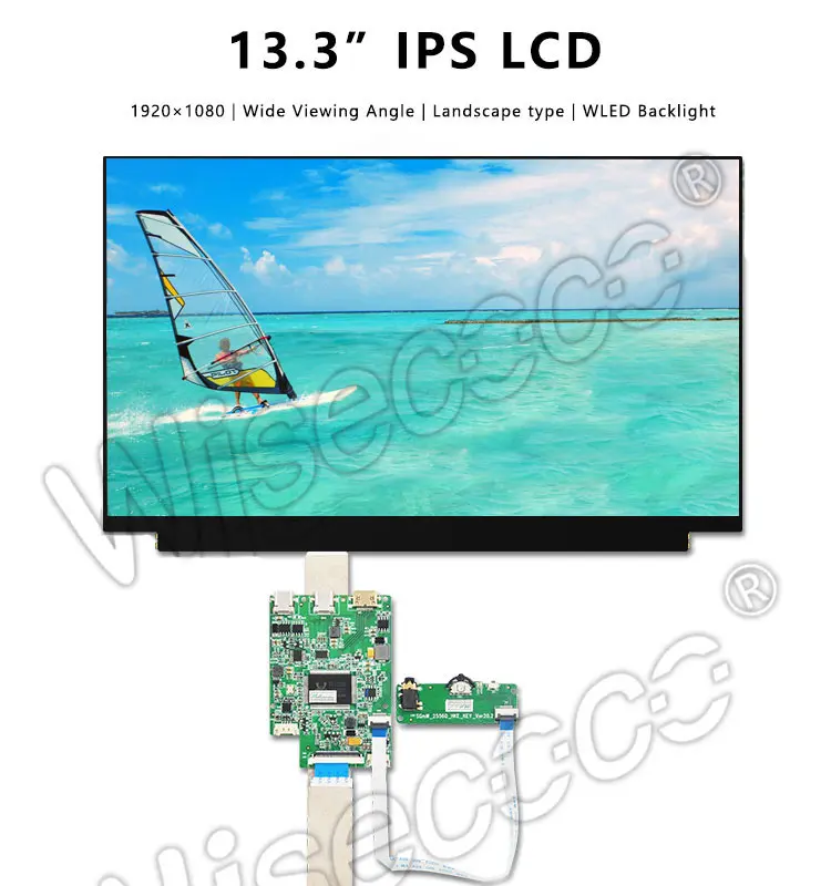 Wisecoco 13,3 дюймов 1920 × 1080 FHD ips тонкий lcd Дисплей eDP TYPE-C плата контроллера HDMI