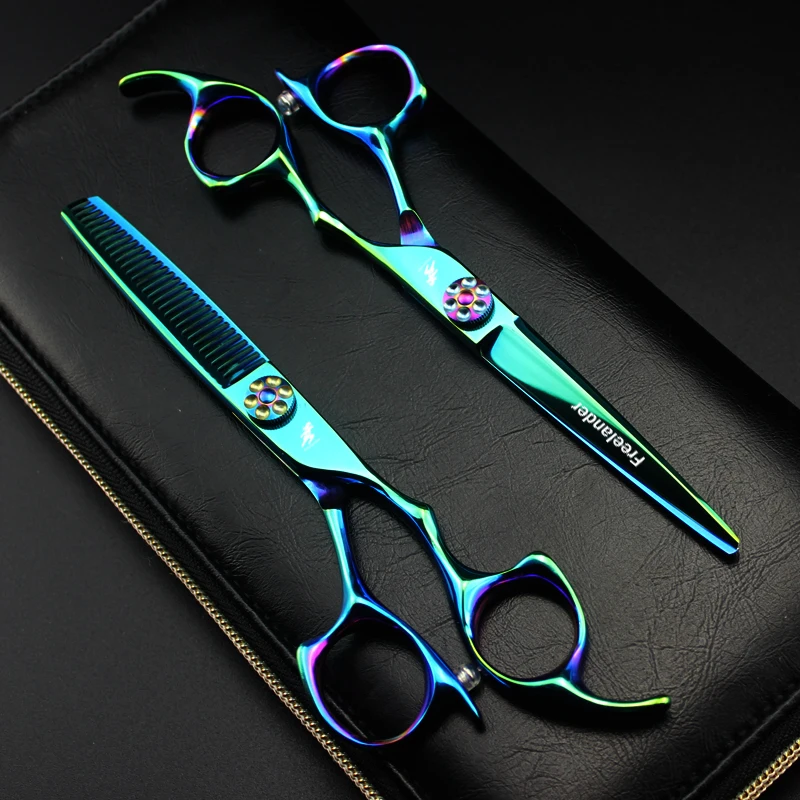

"Japanese Hairdressing Scissors Hair Scissors Razor Comb Set Professional Hairdressing Shears Green Stainless Steel Type 6 Inch"