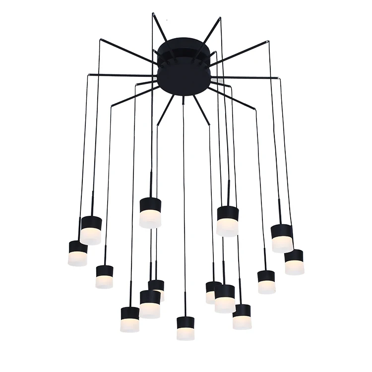 

China Zhongshan Contemporary Office Dining Hanging Black Led Cluster Pendant Lights Hanging Lamp luminaire suspendu