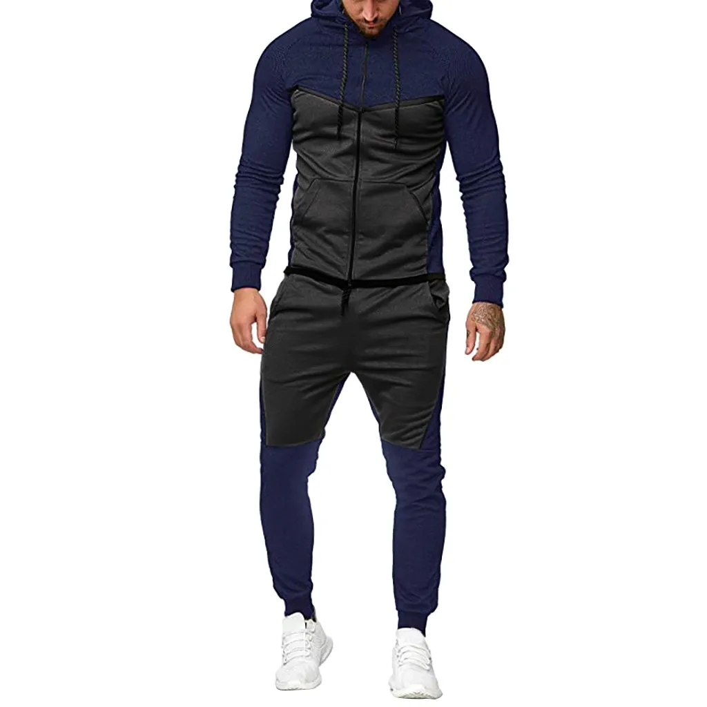 Men's Sportswear Tracksuits Men clothes Sets handsome slim patchwork Sweatshirt+Pants Sport Suit Men Clothing Set gym L30923