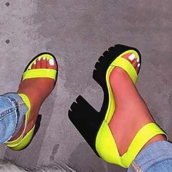 

Open Toe Women Platform Sandals Strappy Chunky Ultra High Heel Platform Fashion See-Through Strap Female Shoes 2020 Summer