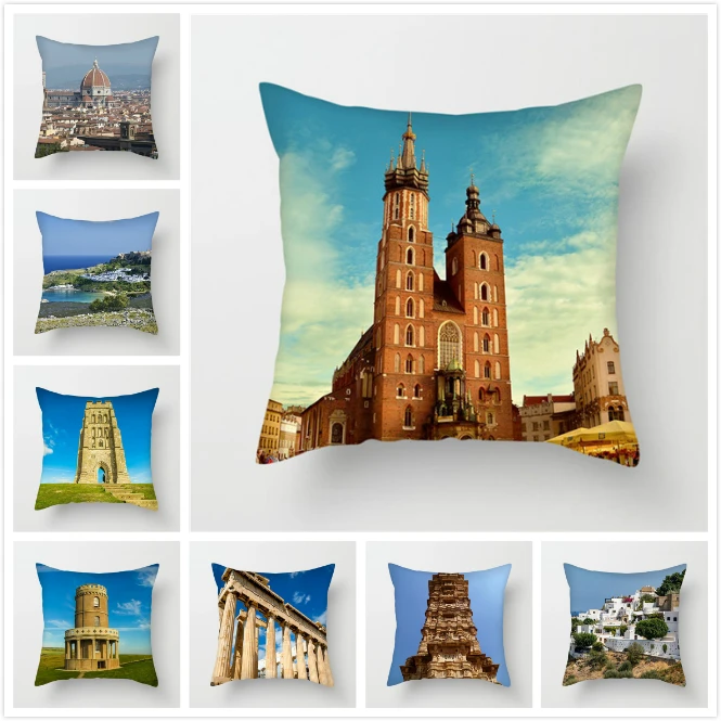 

Fuwatacchi River Grassland Throw Pillows Cover Castle Scenic Cushion Cover for Car Home Sofa Bedroom Decorative Pillowcase 2019