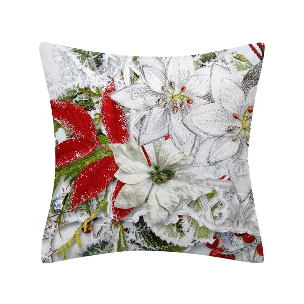  white Christmas peach skin pillowcase 45X45cm Christmas pillowcase flash polyester mulberry silk pillowcase billie elish 30S17 (10)