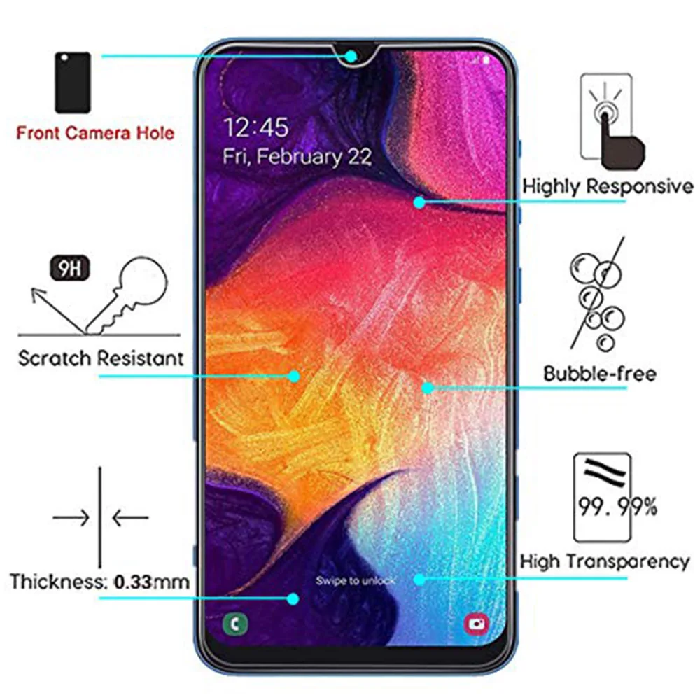 10 шт. 9H HD Закаленное стекло Защитная пленка для экрана samsung Galaxy A50 A80 A60 A10 A70 A40 A20 M30 M10 M20 защита pantalla