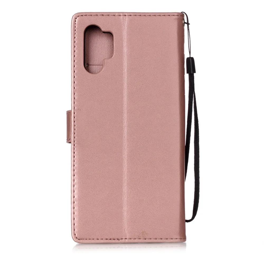 Чехол-книжка из искусственной кожи для samsung Galaxy Note 10 Plus 6,8 дюйма с функцией подставки и принтом бабочки, силиконовый чехол