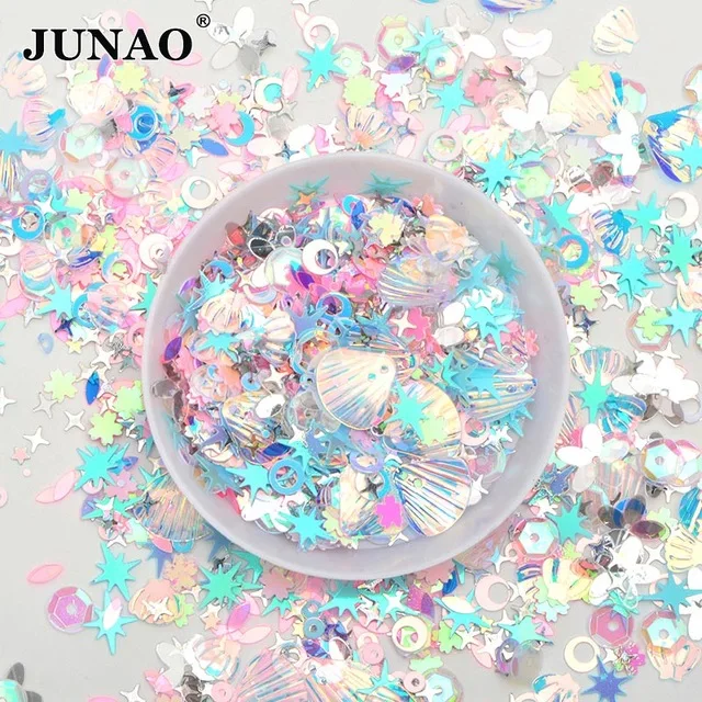 JUNAO 10 г 5*12 мм цветная Алмазная форма, Сыпучие блёстки блестки Пришивные блестящие стразы, аппликация для рукоделия одежды - Цвет: Mix Color Blue 10g