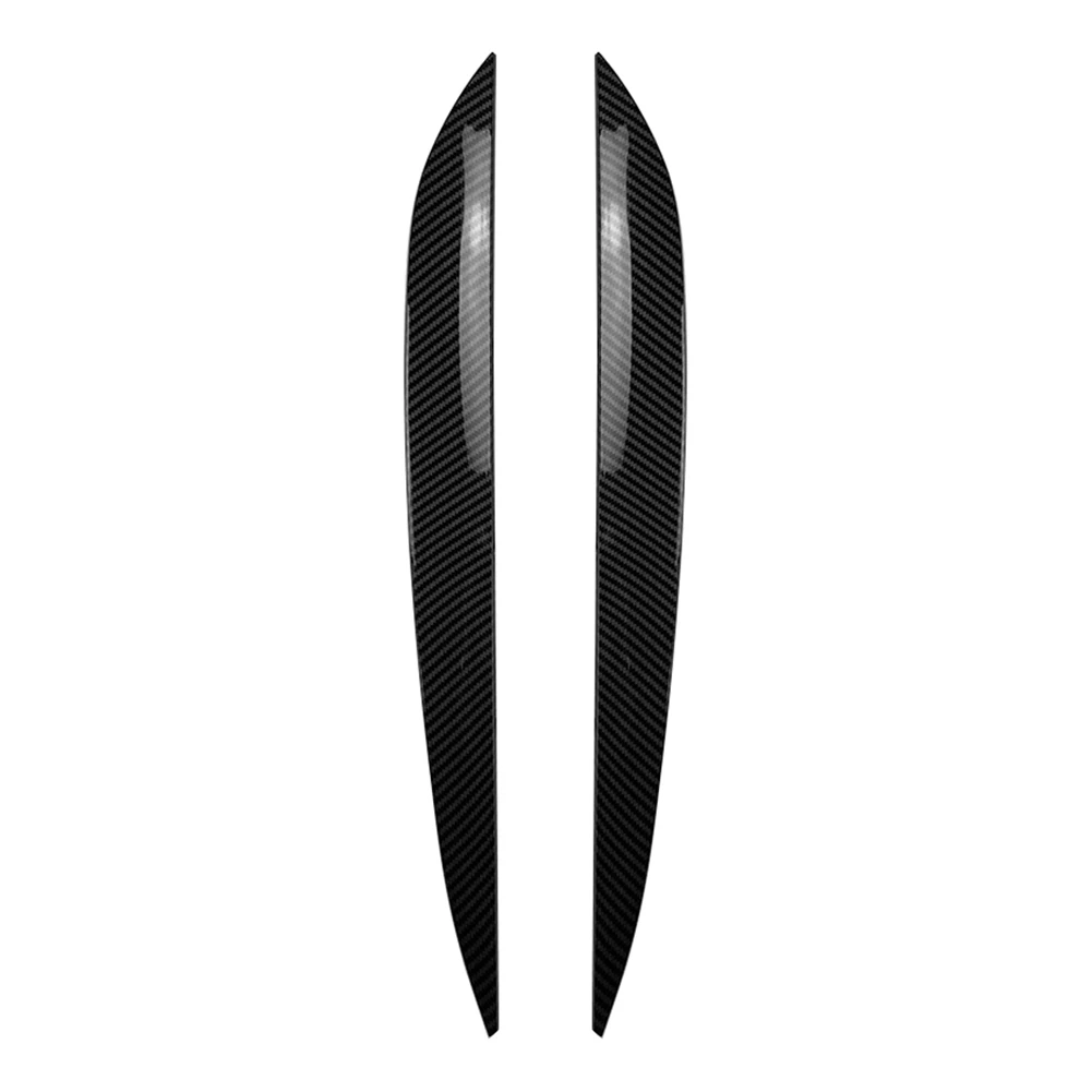 2Pcs Auto Front Headlight Eyelid Trim Cover For VW Touareg 2010 2011 2012 2013 2014 2015 Carbon Fiber ABS Plastic