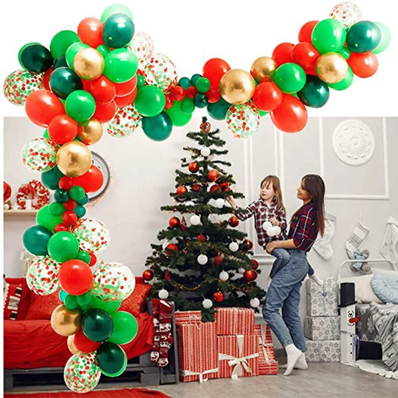 

Christmas Balloons Garland Arch Kit Red Green Gold Latex Balloons Santa Claus Confetti Balloon Merry Christams Party Decoration