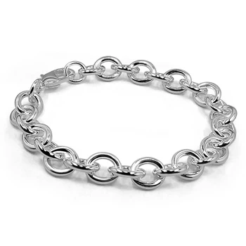 

Miami Cuban 925 sterling silver Chain DIY Bracelets men 9mm Flat Curb neutral Bracelet Hip Hop Rock Sports Jewelry Customize