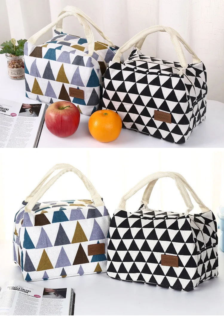 New Hot Sale Thermal Insulated Canvas Box Tote Bag Thermal Cooler Food Lunch Canvas Tin Foil Bags For Women Kids Men Camping