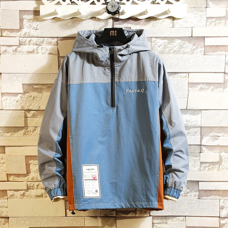 

2019 Autumn Clothing Men Casual Jacket Hong Kong Style Trend of Fashion Teenager Loose-Fit Hooded Contrast Color Jacket