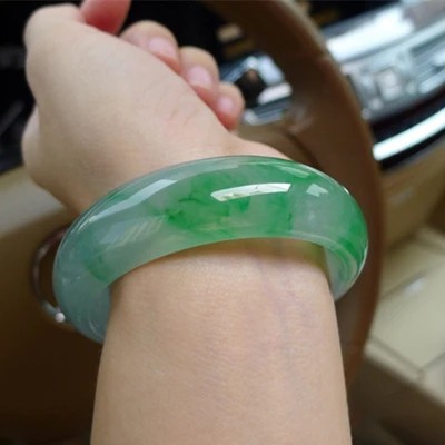 

Natural Burmese Jadeite 54-62mm Light Green Bangle Elegant Princess Jewelry Best Gift for Mother and Girlfriend