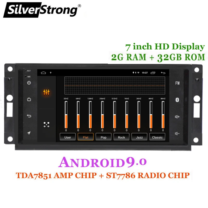 SilverStrong 2DIN 32G Android9.0 автомобильный Радио gps для Jeep Cherokee 2009 2008 2010 Wrangler стерео для Dodge gps для Chrysler