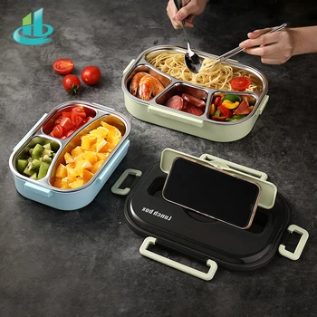 

HENGFENG Portable 304 Stainless Steel Lunch Box Hot Japanese Style Compartment Bento Box Kitchen Leakproof Food Container
