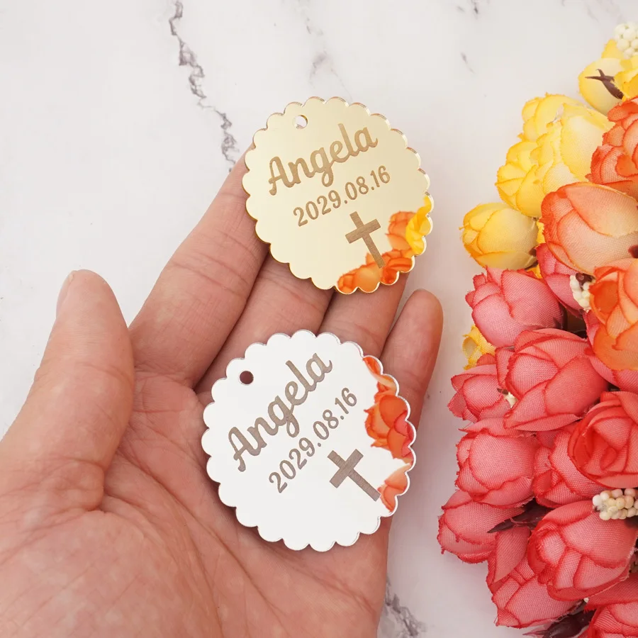 Персонализированные идеи Babyshower декоративные бирки акриловые зеркальные Свадебные сувениры маленькие 5 см 8 см круглые Пригласительные открытки вечерние подарки для гостей