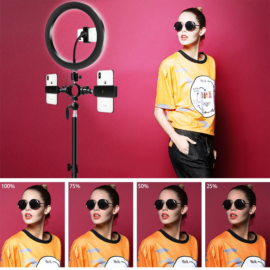 16/20/26cm 10inch USB Interface Dimmable LED Selfie Ring Light Camera Phone Photography Youtube Video Live Makeup Lamp Tripod