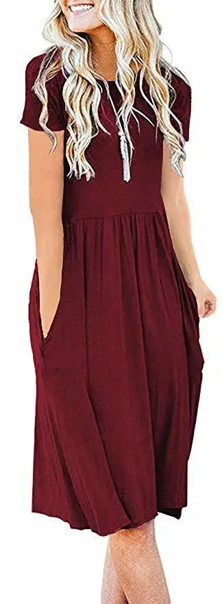 ENXI, летние платья для беременных, 10 цветов, женское платье с коротким рукавом и карманами, высокая талия, свободное платье