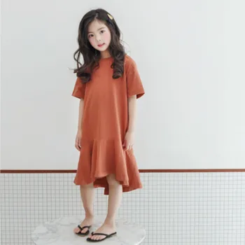 

Girl Dresses 2020 Summer New Kids Casual Dress for Baby Pure Cotton Lotus Leaf Children Clothing Toddler Leisure Dresses,#2866