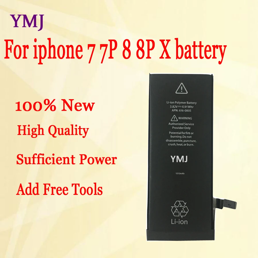 

New cell-phone Lithium-Battery for iphone Apple for 7 7P 8 8P X Replacement with Free tools as gift