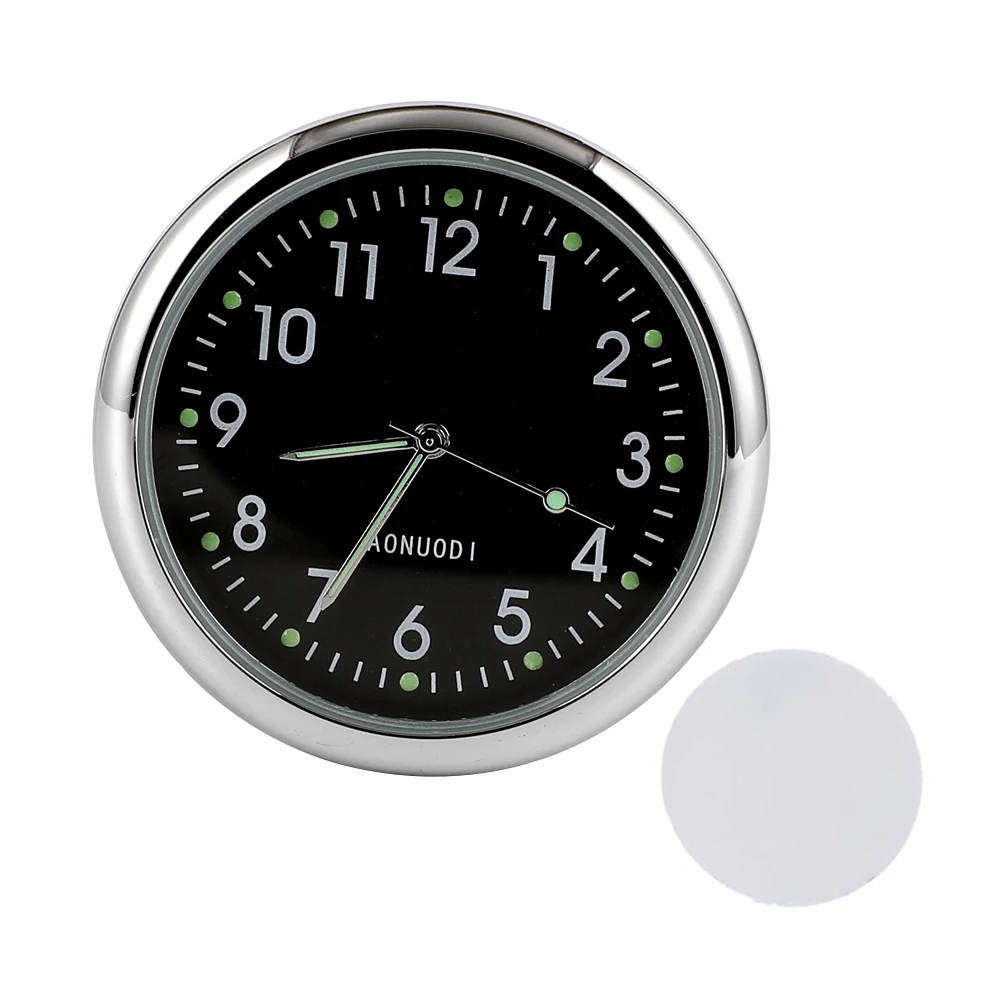 For Car Boat Bike Ornament Accessories Mini Electric Luminous Auto Dashboard Round Quartz Stick-On Clock |