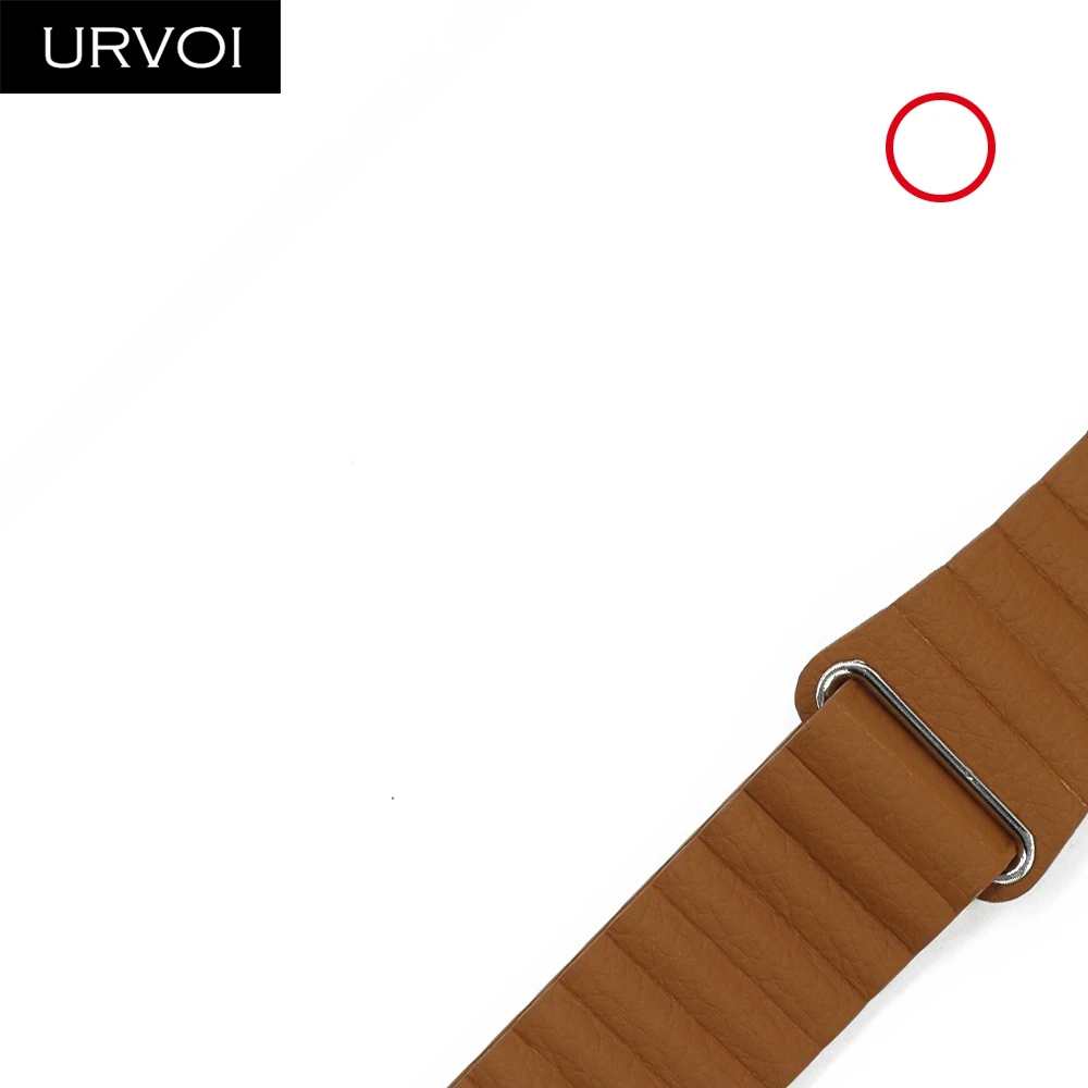 URVOI кожаный ремешок для apple watch series 5 4 3 2 1 ремешок для iwatch 40 44 мм мягкий pu Кожаный ремешок Удобная пряжка с магнитом - Цвет ремешка: Saddle Brown