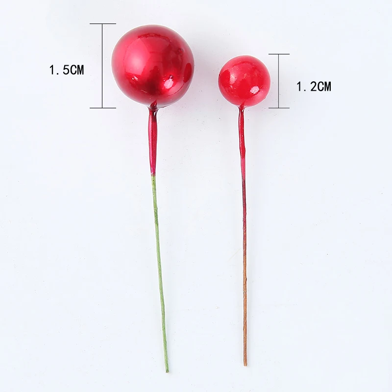 Artificial Plants Artificial Flowers Artificial Flower Artificial Flower Bouquet 50/100pcs/Lot mini plastic berry artificial flower red cherry pearlescent stamen wedding Christmas Cake Box Wreaths Decoration