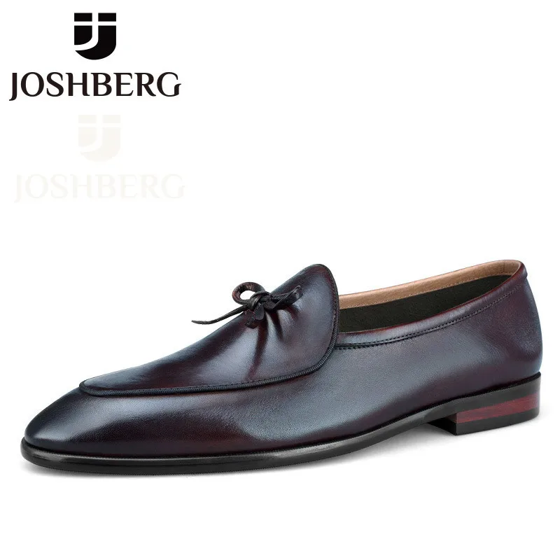 

JOSHBERG Top Quality Leather Moccasin Shoes Hard-Wearing Breathable Moccasin Loafers Shoes Adult Classic Wedding Shoes For Men