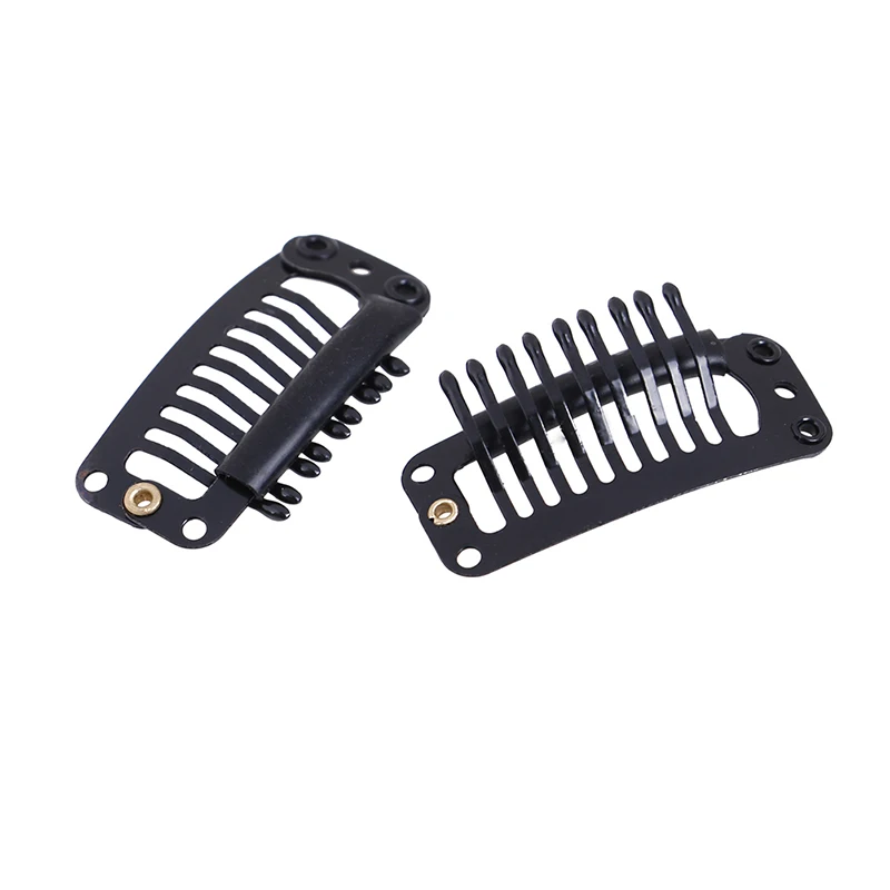10/100Pcs Rubber Wig Clips For Hair Extensions Black 3.3CM 9 Claws Wig Combs Hair Clips For Weave Extensions U/Wire Shape Clips