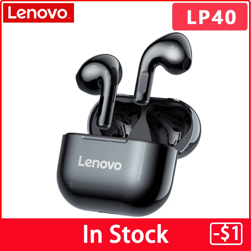 Оригинальные беспроводные наушники Lenovo LP40 TWS Bluetooth Спортивная гарнитура с