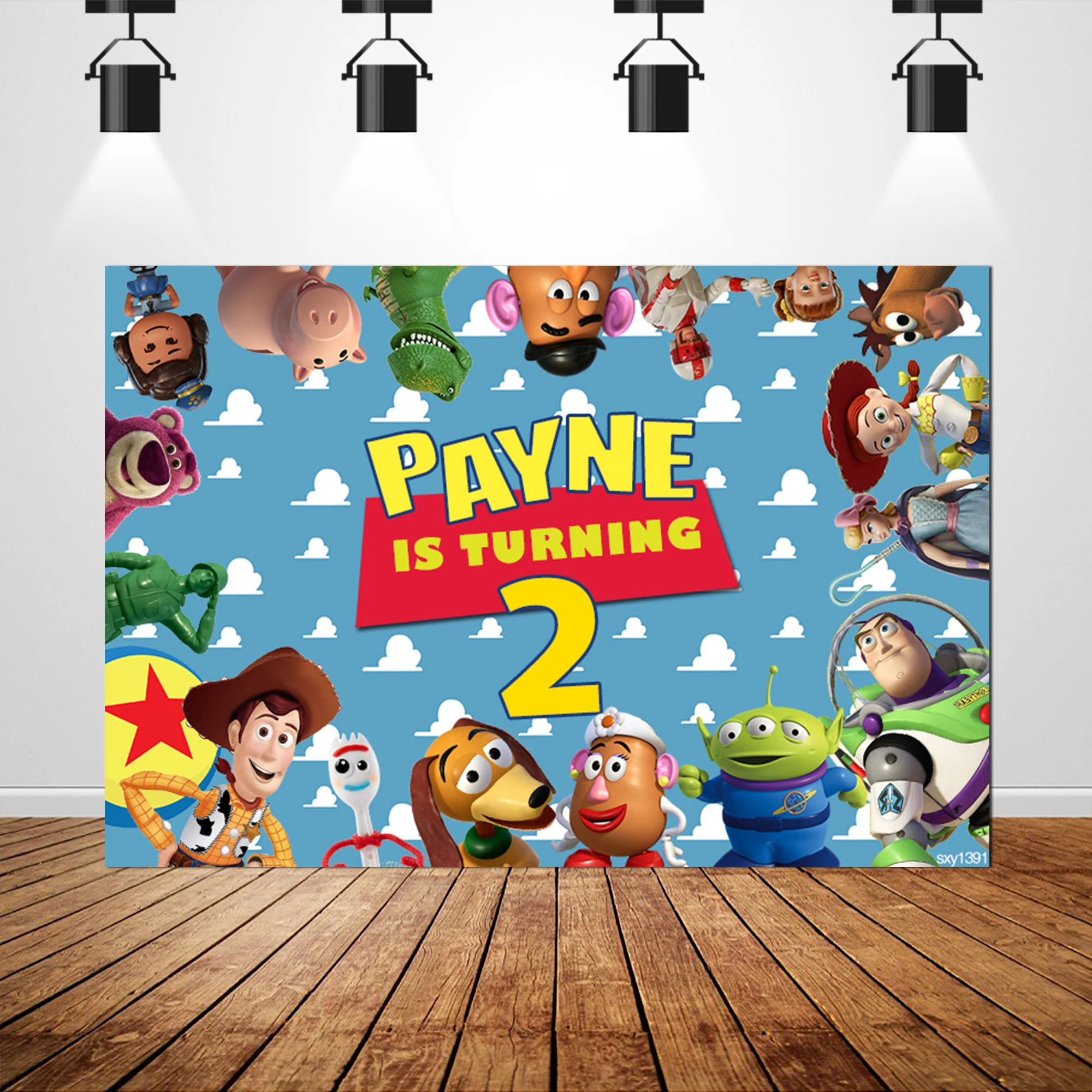 

sxy1391 Photography backdrop custom Toy Story Themed Birthday Party Cloud Children birthday banner Custom Photo Studio