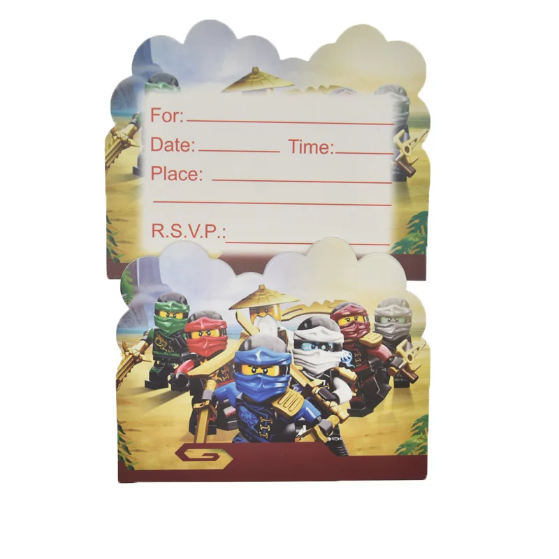 Ninjago тема кекс топперы с палочками Дети Мальчики сувениры День рождения принадлежности для детского душа украшения торт фрукты Топпер - Цвет: Brown Ninja card