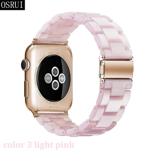 3 light pink Ремешок из смолы для apple watch band 5 4 44 мм 40 мм correa 42 мм 38 мм iwatch 3 2 браслет ремень для pulseira аксессуары для apple watch - Цвет ремешка: 3 light pink