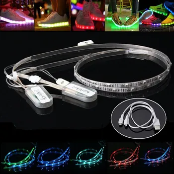 

Led Strip Light 1 Pair 60CM RGB SMD3528 Waterproof Flexible LED Strip Lights USB Strip Glowing Colored Lighting Shoe