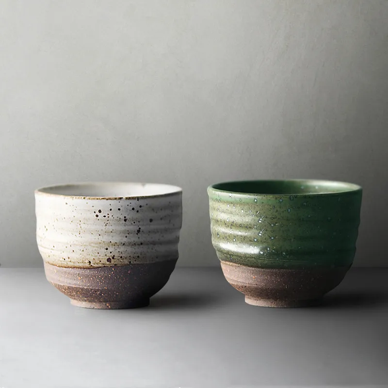 Large Capacity Handmade Japanese Style Coarse Pottery Tea Cup Creative Retro Kung Fu Master Ceramic Set Office Drinkware | Дом и сад