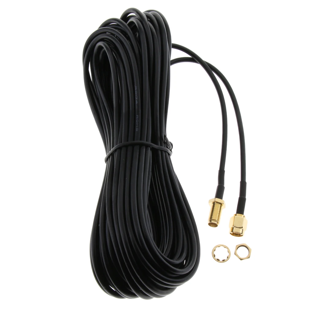 2Pack 32.8FT Low-Loss Coax Extension Cable (50 Ohm) - RP SMA Male to RP SMA Female - Antenna Extender for WiFi Wireless Router