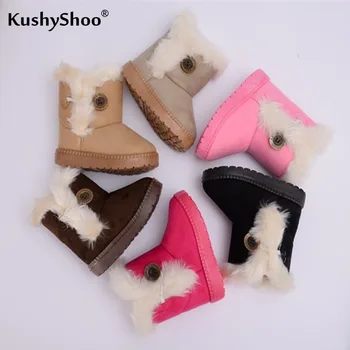 

Kushyshoo Kids Snow Boots 2020 Fashion Slip-On Plush Warm Thicken Suede Boots Casual All-match Non-slip Heighten Shoes for Kids
