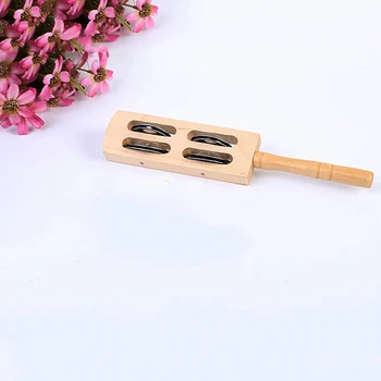 

Wooden Early Learning Toy Handheld Cymbals with Jingles Musical Preschool Early Development Educational Toy Good Gift for Kids T