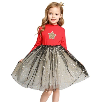 

Kids Spring Autumn Dress for Girls Star Sequins Princess Dresses Girl Long Sleeve Party Vestidos Kids Children Birthday Clothing