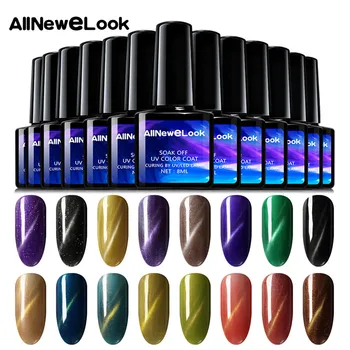 

Allnewelook Cateye Gel Nails Cat Eye Magnet Semi Permanent Gel Glue UV Nails 48 Colors 8 ML Magnetic Holographic
