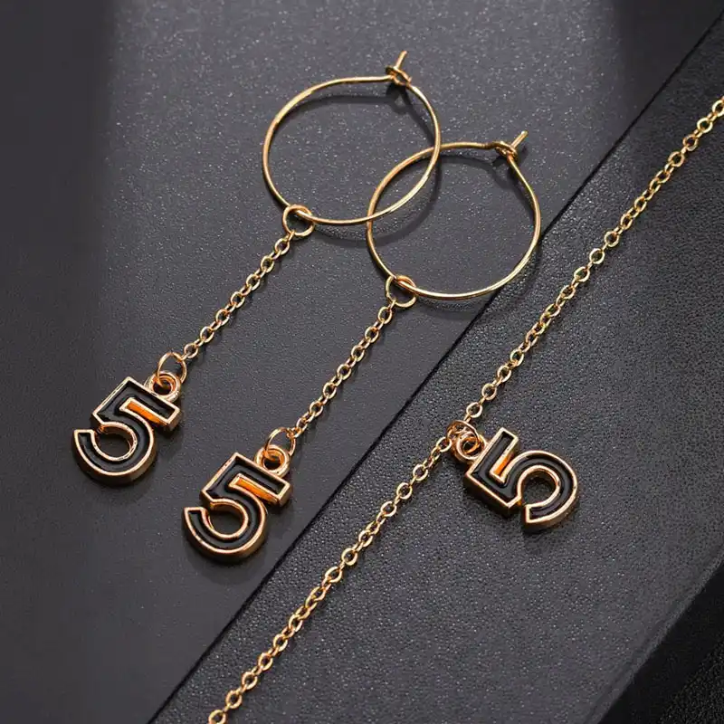 Lucky Roman Digital 5 кулон ожерелье набор подвеска в области ключицы Модный комплект ювелирных украшений золотистого цвета для подружки невесты