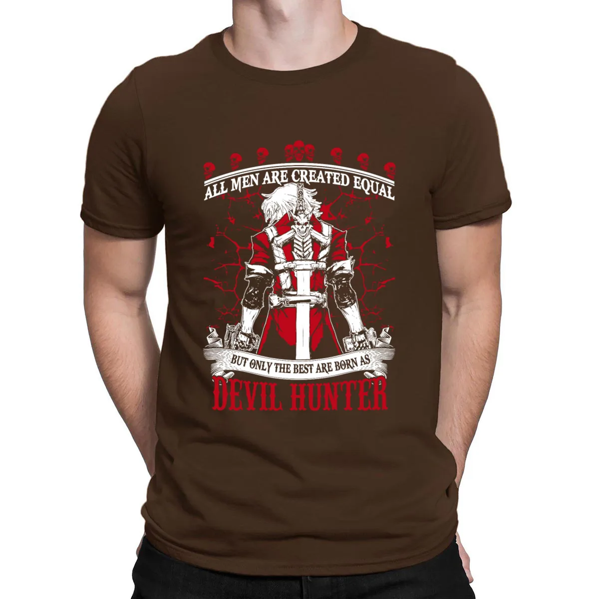Devil Hunter/футболки с надписью «The Best Are Born As Devil Hunter» Весенняя Мужская футболка для всей семьи забавная свободная одежда с коротким рукавом