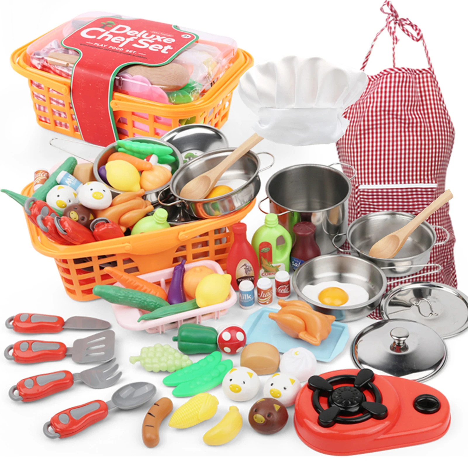 42 PCS Pretend Play Kitchen Toy Children Role Playset Cooking Set Educational Gift for Toddlers Kids Girls Boys