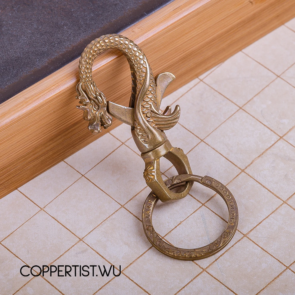 Coppertist. Wu китайский Дракон Фигурка Азиатский дракон кулон латунные статуи металлические застежки брелок открывалка для бутылок ключ