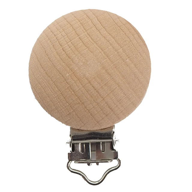 Chenkai 50PCS Wooden Bear Flower Car Heart Bird Elephant Round Star Clips BPA Free For DIY Baby Nature Pacifier    Chain Gifts 35mm Clip