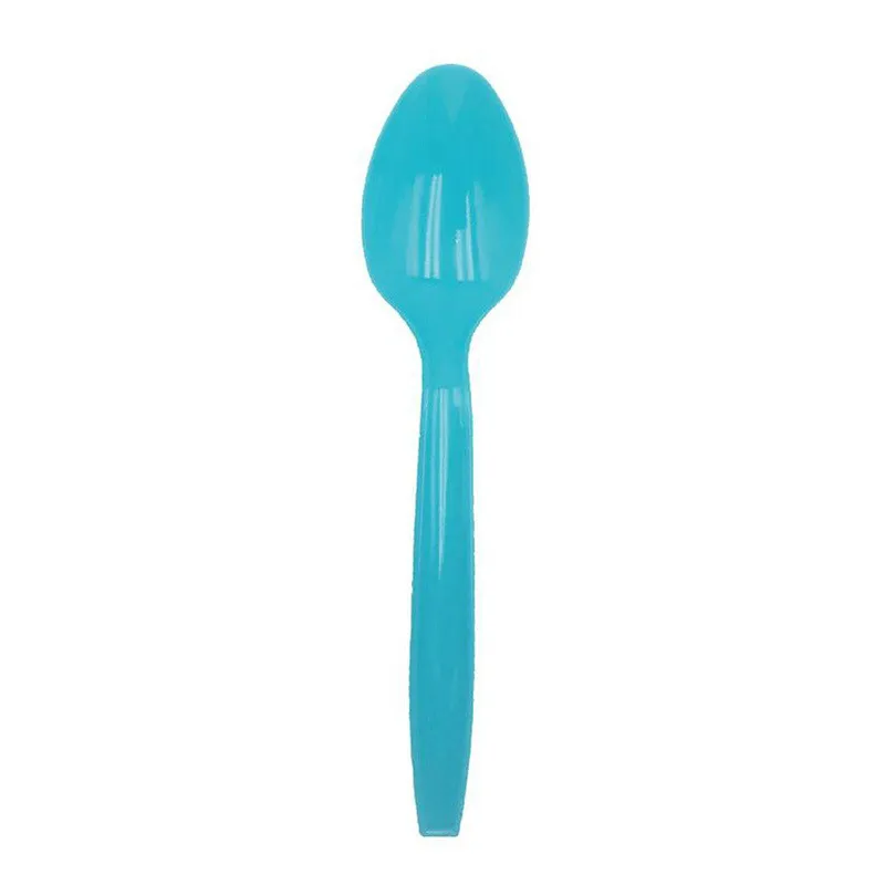 20pcs blue spoon Одноразовые тарелки унисекс, салфетки для стаканчиков, ножи, вилка, набор посуды для мальчиков или девочек, декор для вечеринки, дня рождения - Цвет: 20pcs blue spoon